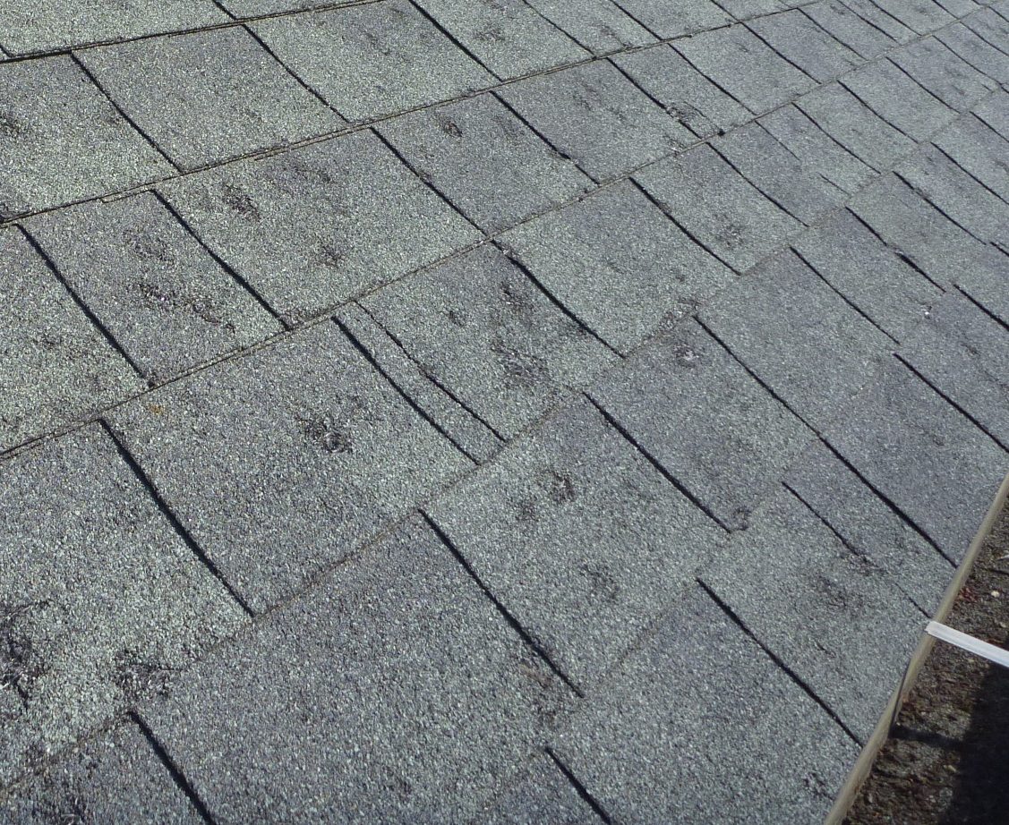 Midwest hail damage shingle strikes lower slope - Cincinnati roof